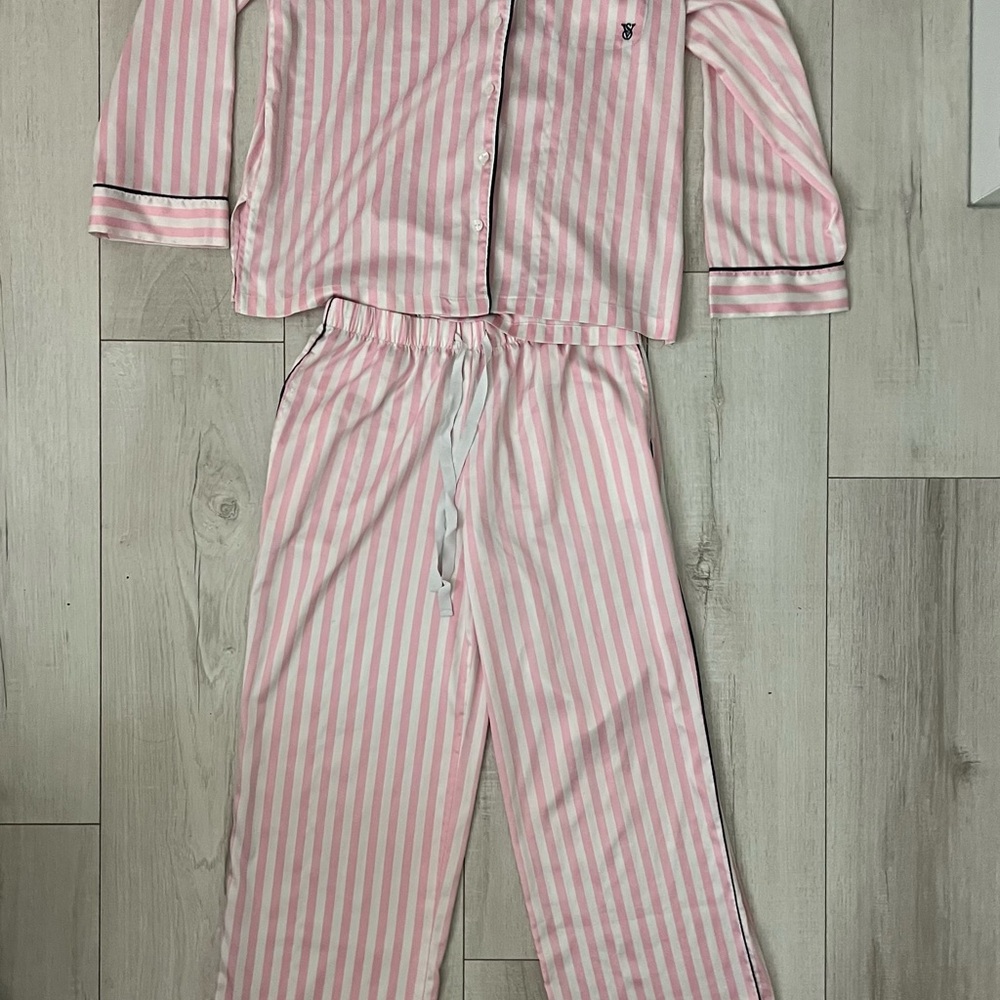 Victoria's Secret Pink and White Striped Pajama set